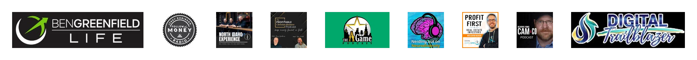 As seen on: Ben Greenfield Life, Follow the Money Radio, North Idaho Experience, Profitable Christian Business Podcast, The A Game Podcast, Nerding Out on Neurodiversity, Profit First for Real Estate Investors, CAM & CO, Digital Trailblazer